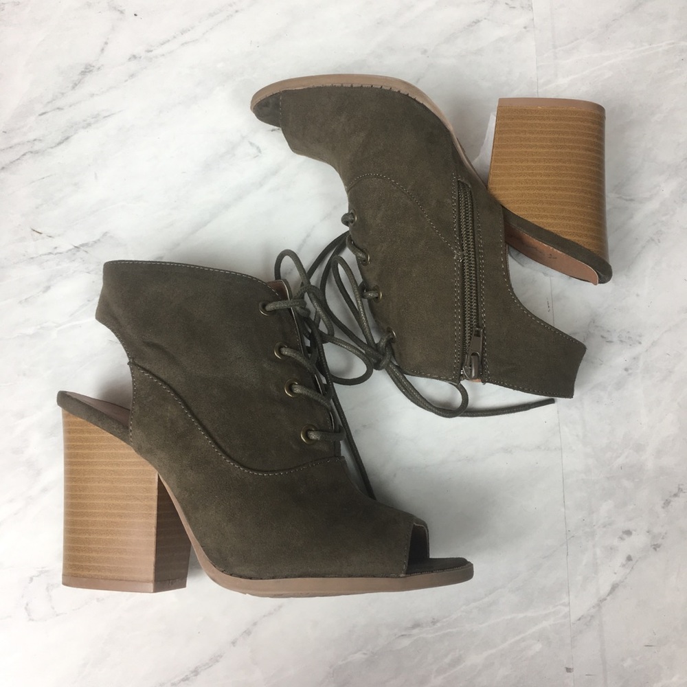 Yoki Fashion Brie Ankle Heeled Booties Gray 7.5